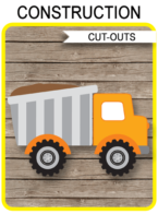 Dump Truck birthday party printable decorations