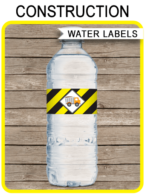 Construction Party Water Bottle Labels or Wrapper | Construction Birthday Party Theme Decorations | DIY Printable Template | INSTANT DOWNLOAD via simonemadeit.com