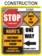 Construction Party Signs – 8.5×11 inches (A4)