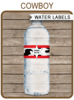 Cowboy Water Bottle Labels template