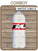 Printable Cowboy Water Bottle Labels Template | Cowboy Theme Birthday Party Template | Napkin Wraps | Treat Wraps | DIY Editable | INSTANT DOWNLOAD via simonemadeit.com