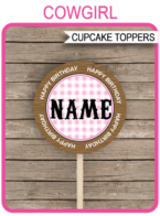 Cowgirl Cupcake Toppers Template
