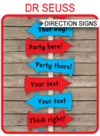 Dr Seuss Party Directional Signs – Arrows