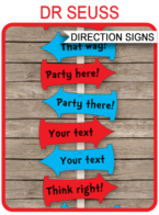 Dr Seuss Party Directional Signs – Arrows