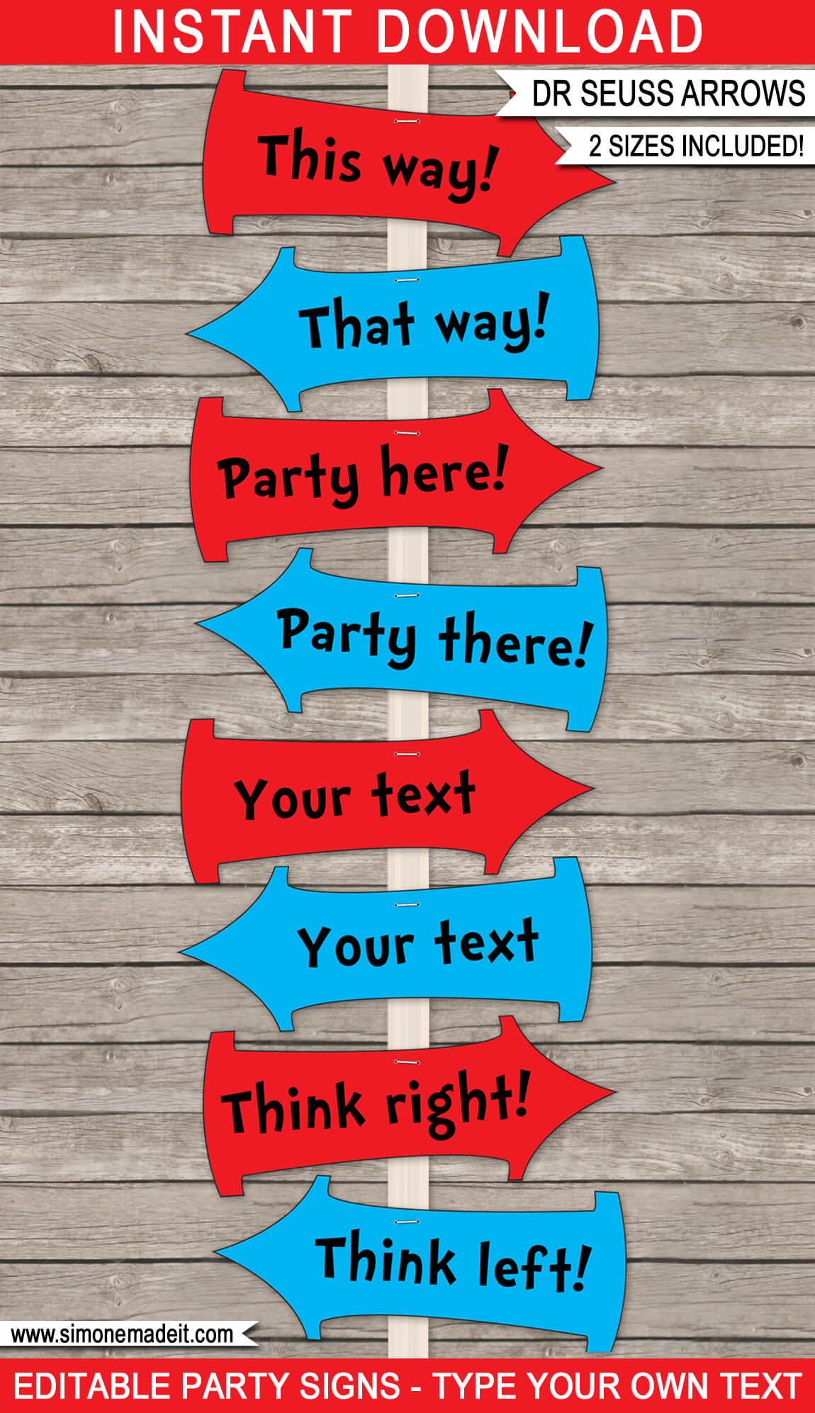 Dr Seuss Party Directional Signs Arrows Simonemadeit Parties