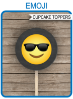 Printable Emoji Birthday Cupcake Toppers Template | Emoji Party Theme for boys | 2 inch | Gift Tags | DIY Editable & Printable Template | INSTANT DOWNLOAD via simonemadeit.com