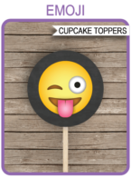 DIY Editable & Printable Emoji Cupcake Toppers Template | Emoji Birthday Party Theme for girls | 2 inch | Gift Tags | INSTANT DOWNLOAD via simonemadeit.com
