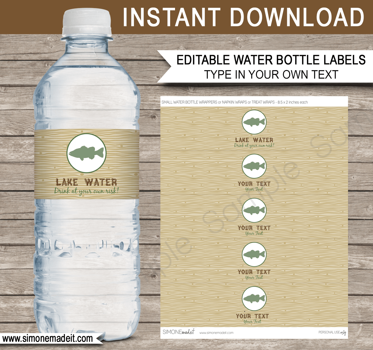 Fishing Party Water Bottle Labels | Retirement or Birthday Party | Editable DIY Template | $3.00 INSTANT DOWNLOAD via SIMONEmadeit.com