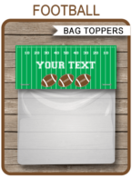 Football Party Favor Bag Toppers template