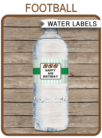 Football Party Water Bottle Labels Template Printable Party Decorations