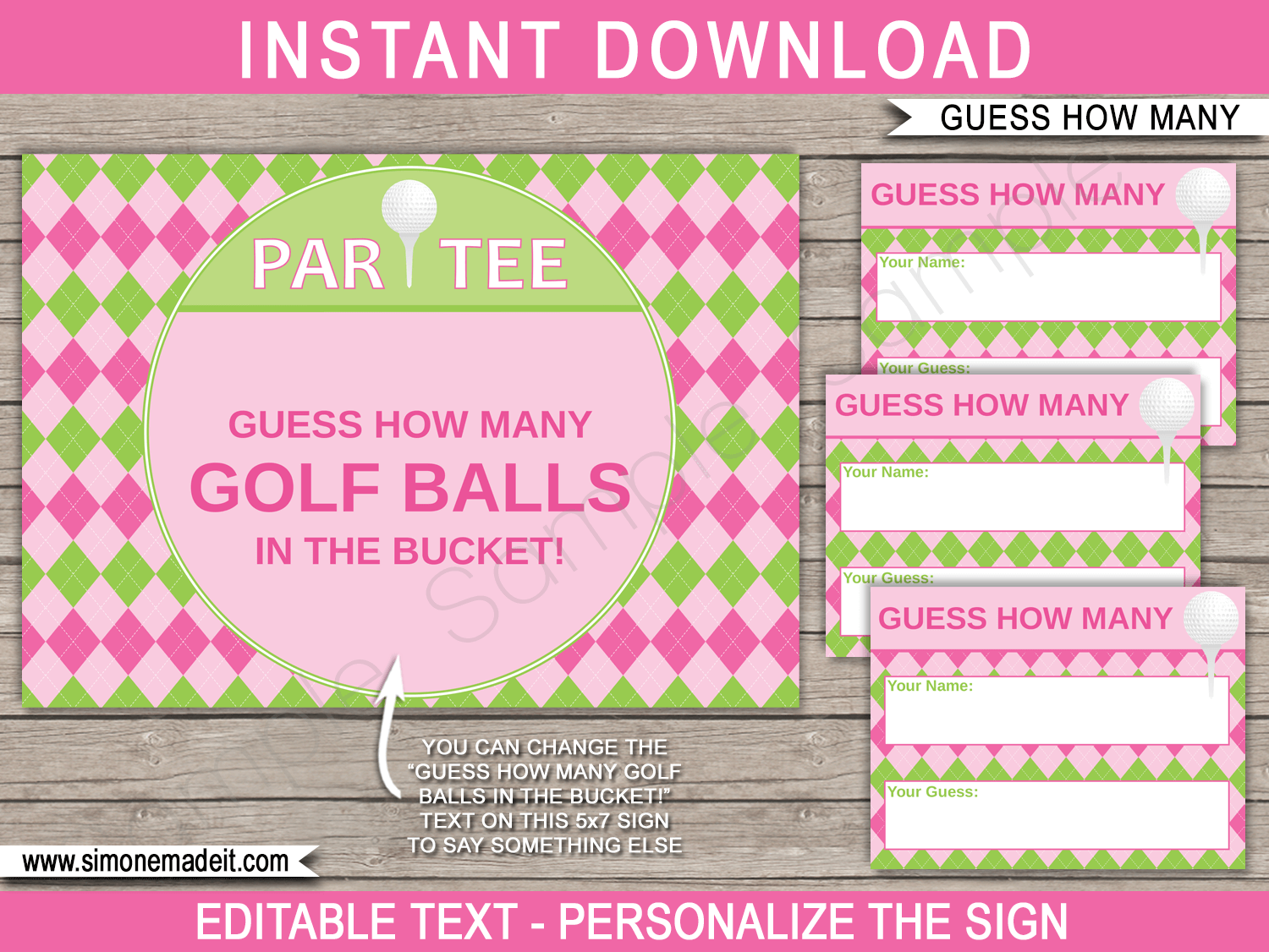 Printable Ladies Golf Party Guess How Many Game Template | Retirement or Birthday Party Games | DIY Editable Text |  $3.00 INSTANT DOWNLOAD via simonemadeit.com