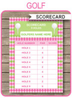 Golf Scorecards template – pink/green
