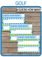 Golf Party Guess How Many Game Printable Template | Birthday Party Games | DIY Editable Text | $3.00 INSTANT DOWNLOAD via simonemadeit.com