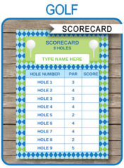 Printable Golf Scorecard Templates | 9 & 6 Holes | Birthday Party Games | Round of Golf Score Card | DIY Editable Template | $3.00 INSTANT DOWNLOAD via simonemadeit.com