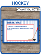 Hockey Party Thank You Cards template – red/blue