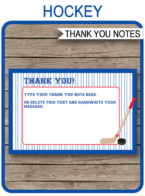 Hockey Party Thank You Cards template – red/blue