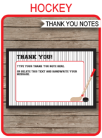 Hockey Party Thank You Cards template – red/black