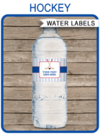 Printable Hockey Water Bottle Labels Template | Red and Blue | Birthday Party Decorations | Editable DIY Template | $3.00 INSTANT DOWNLOAD via SIMONEmadeit.com