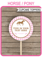 Horse Cupcake Toppers Template – pink