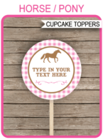 Printable Horse Cupcake Toppers | Pony Birthday Party | 2 inch | Gift Tags | DIY Editable & Printable Template | INSTANT DOWNLOAD via simonemadeit.com