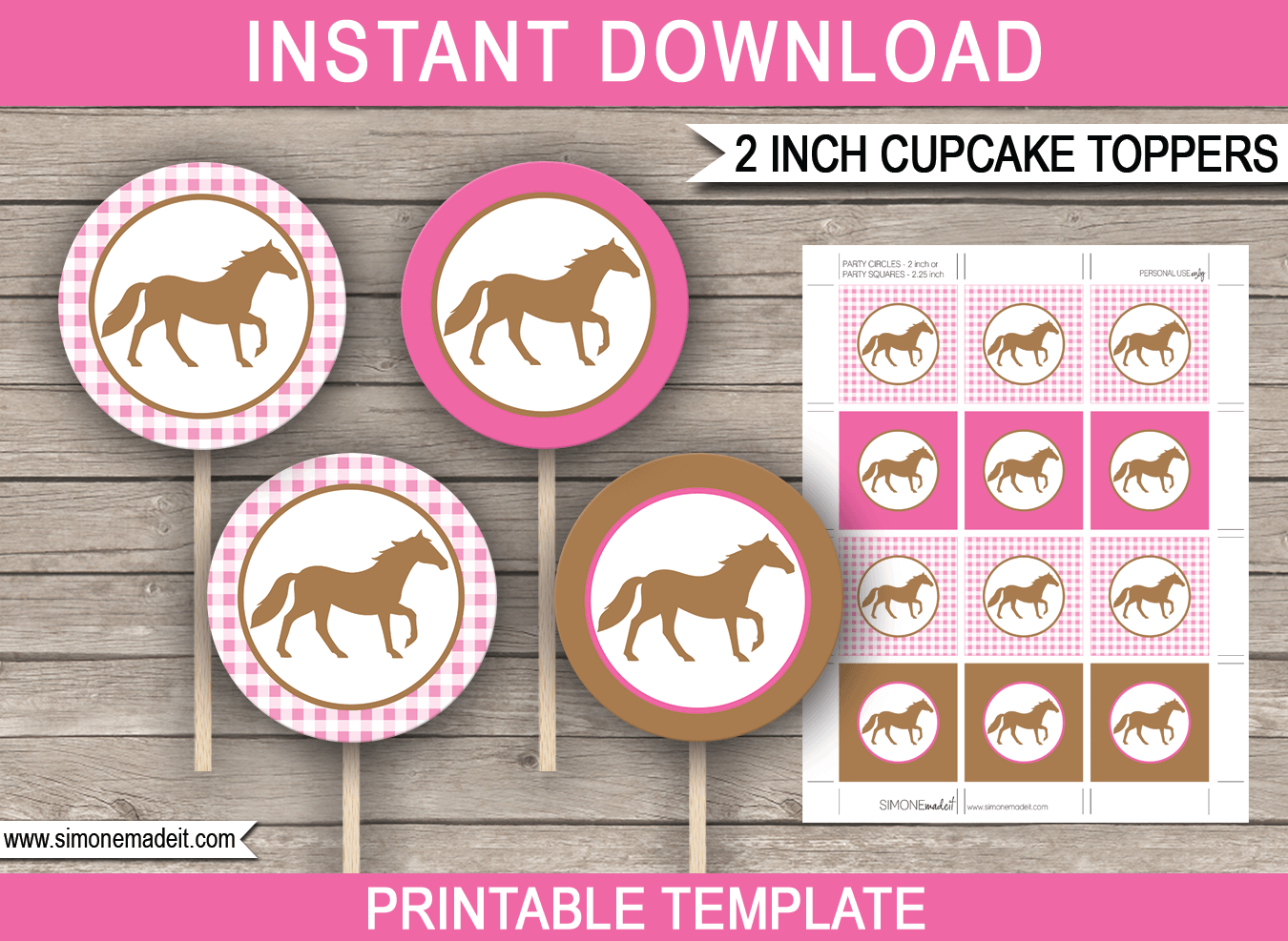 Printable Horse Cupcake Toppers Template Pony Birthday Party Printable Horse Cupcake Toppers Template Pony Birthday Party