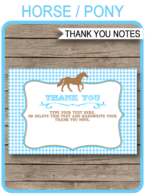 Horse Party Thank You Cards template – blue