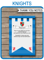 Printable Knight Party Thank You Card Template - Favor Tags - Medieval Knight Birthday Party theme - Editable Text - Instant Download via simonemadeit.com