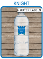 Knight Party Water Bottle Labels template – scroll