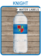 Knight Party Water Bottle Labels template – sheild