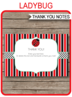 Ladybug Party Thank You Cards template