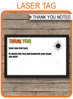 Printable Laser Tag Birthday Thank You Cards Template - Editable Text - Instant Download via simonemadeit.com