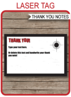 Printable Laser Tag Party Thank You Cards Template - Birthday Party theme - Editable Text - Instant Download via simonemadeit.com