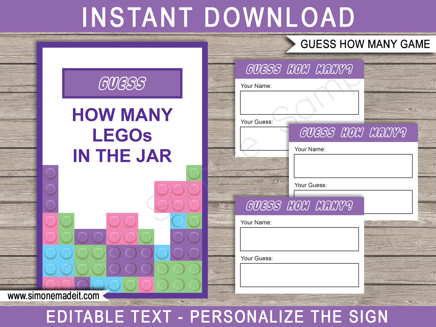 Printable Lego Friends Guess How Many Party Game Template | Birthday Party Games | DIY Editable Text |  $3.00 INSTANT DOWNLOAD via simonemadeit.com
