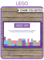Printable Lego Friends Thank You Cards Template - Lego Friends Birthday Party theme - Editable Text - Instant Download via simonemadeit.com