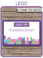 Lego Friends Party Thank You Cards template