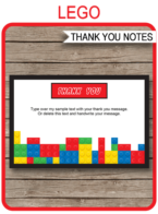 Lego Party Thank You Cards template