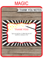 Printable Magic Party Thank You Cards Template - Magic Birthday Party theme - Editable Text - Instant Download via simonemadeit.com