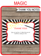 Printable Magic Party Thank You Cards Template - Magic Birthday Party theme - Editable Text - Instant Download via simonemadeit.com