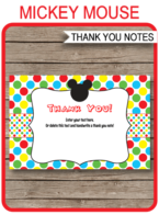 Mickey Mouse Party Thank You Cards template