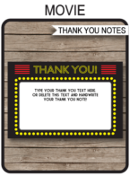 Movie Party Thank You Cards template