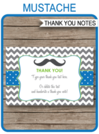 Printable Mustache Thank You Cards Template - Little Man Birthday Party theme - Editable Text - Instant Download via simonemadeit.com