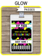 Neon Glow Party VIP Passes template