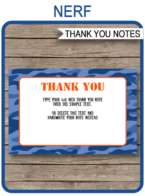 Nerf Party Thank You Cards template – blue camo