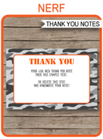 Printable Nerf Thank You Cards Template - Gray Camo - Nerf Wars Birthday Party Theme - Editable Template - Instant Download via simonemadeit.com