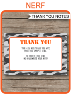 Printable Nerf Thank You Cards Template - Gray Camo - Nerf Wars Birthday Party Theme - Editable Template - Instant Download via simonemadeit.com