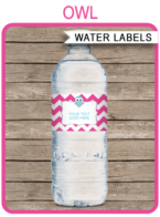 Printable Owl Party Water Bottle Labels | Baby Shower or Birthday Party Theme | Editable DIY Template | $3.00 INSTANT DOWNLOAD via SIMONEmadeit.com