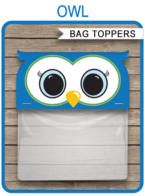 Printable Owl Party Favor Bag Toppers Template | Baby Shower or Birthday Party Favors | $3.00 INSTANT DOWNLOAD via SIMONEmadeit.com