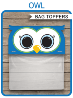 Printable Owl Party Favor Bag Toppers Template | Baby Shower or Birthday Party Favors | $3.00 INSTANT DOWNLOAD via SIMONEmadeit.com