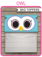 Printable Owl Favor Bag Toppers Template | Baby Shower or Birthday Party Favors | $3.00 INSTANT DOWNLOAD via SIMONEmadeit.com