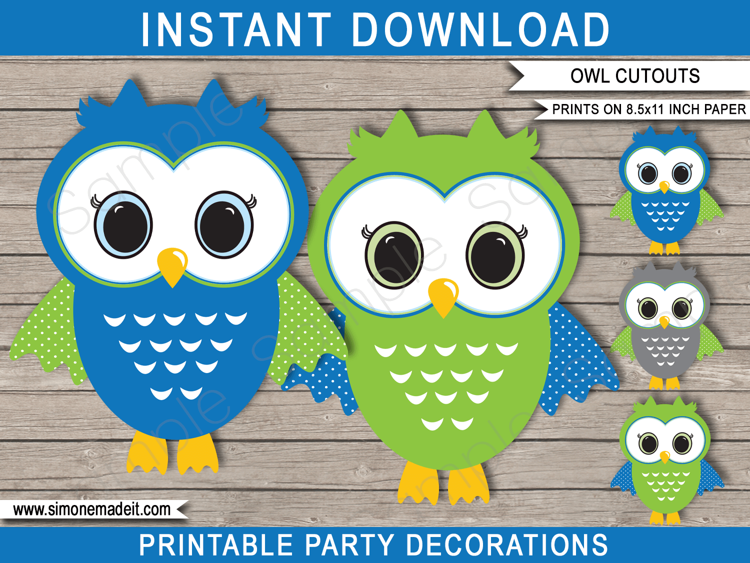 Owl Decoration Cutout templates | Birthday Party or Baby Shower | via SIMONEmadeit.com